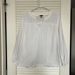 White Eyelet Long-Sleeve Top